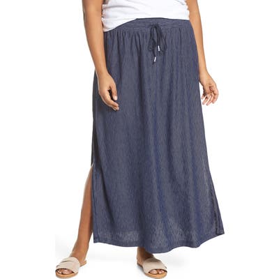 Plus Size Caslon Stripe Knit Maxi Skirt, Blue
