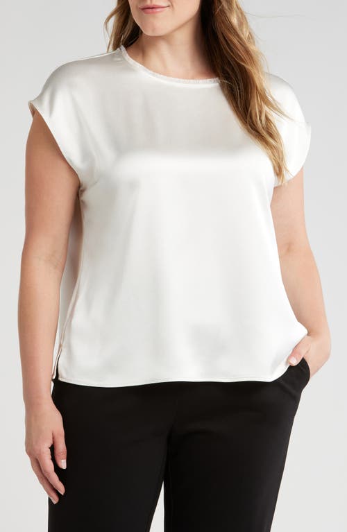 Shop Tahari Asl Fringe Satin Top In Vanilla