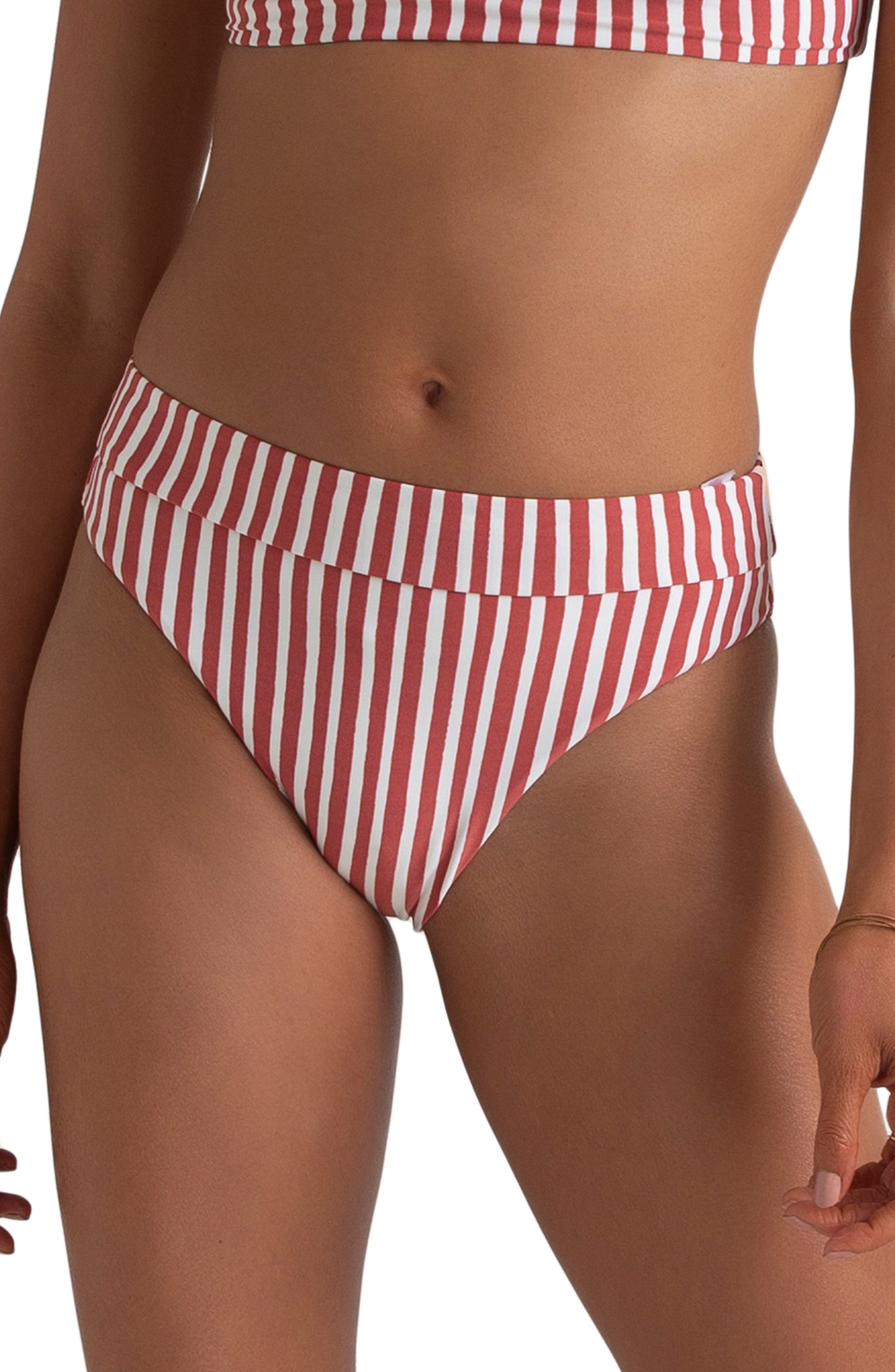 Billabong X Sincerely Jules Dos Palmas Maui High Waist Bikini Bottoms, Red