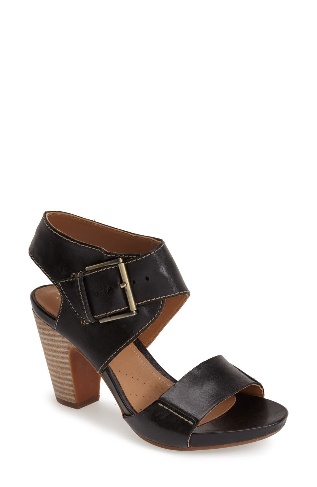 Clarks® 'Okena' Stacked Heel Leather Sandal (Women) Nordstrom