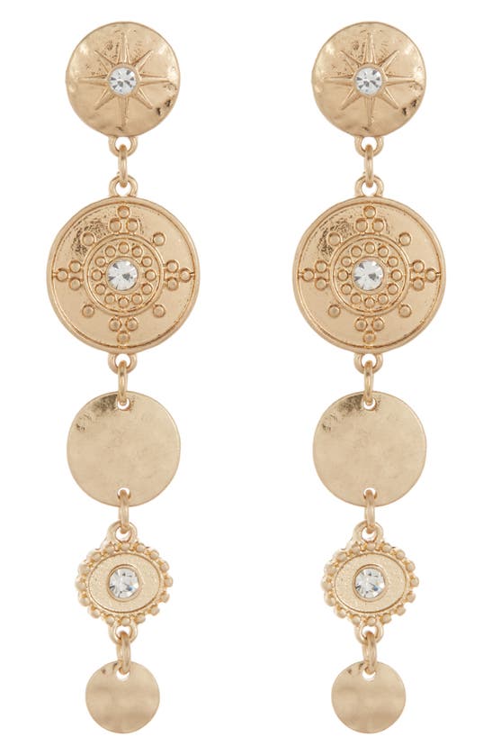 Melrose And Market Gold-tone Coin Linear Earrings In Clear- Gold
