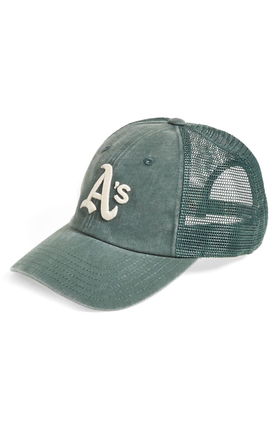 American Needle 'Oakland Athletics Raglan Bones' Mesh Trucker Cap