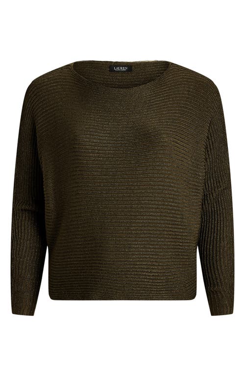 Shop Lauren Ralph Lauren Metallic Rib Sweater In Botanic Green