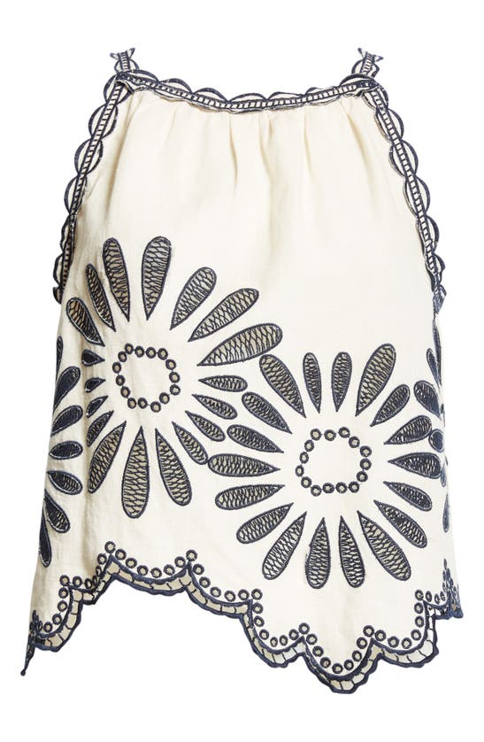 Shop Ulla Johnson Jolie Embroidered Sleeveless Linen Blend Top In Porcelain