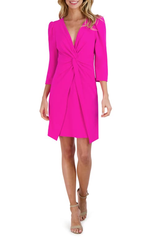 Julia Jordan Knotted Three-Quarter Sleeve Minidress in Fuchsia at Nordstrom, Size 10