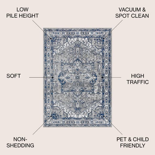 Jonathan Y Modern Persian Vintage Medallion Area Rug In Light Gray/navy