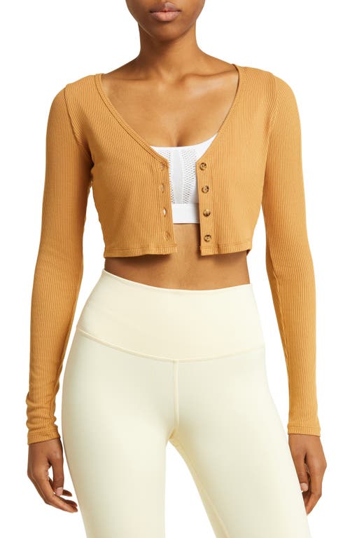 Alo Whisper Modal Blend Crop Cardigan in Toffee