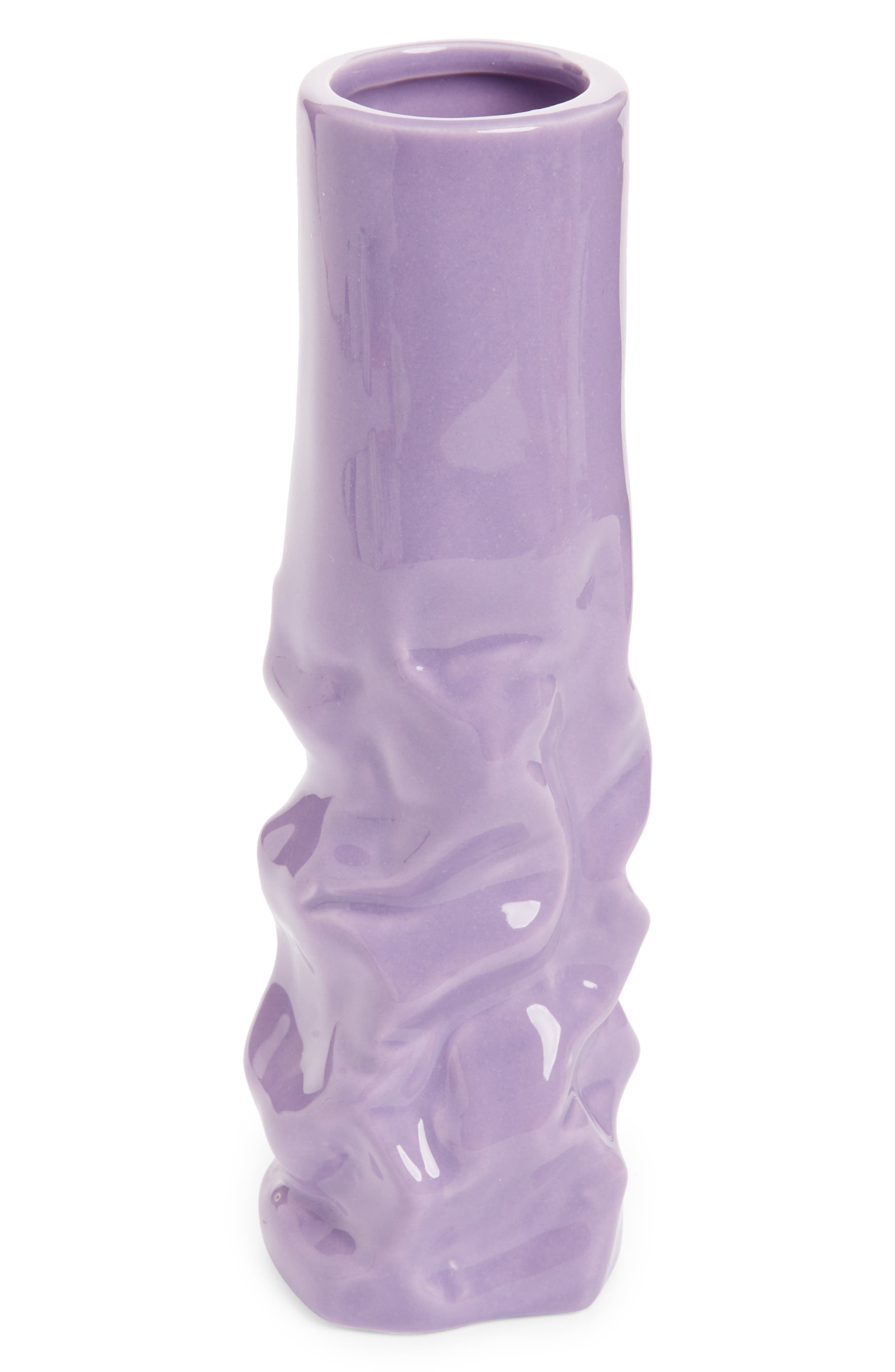 Made By Humans Crushed Tube Vase in Purple