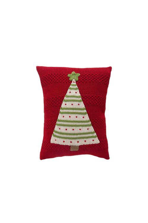 Melange Collection Striped Tree Mini Pillow in Red 