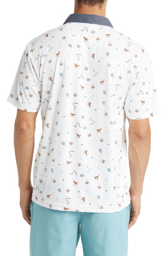 Swannies Amendt Print Polo In White-marine