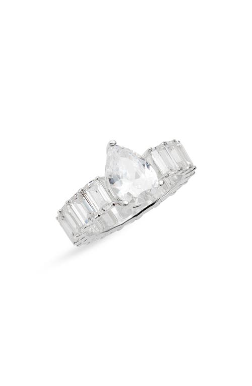 Shymi Pear & Emerald Cut Cubic Zirconia Eternity Ring In Metallic