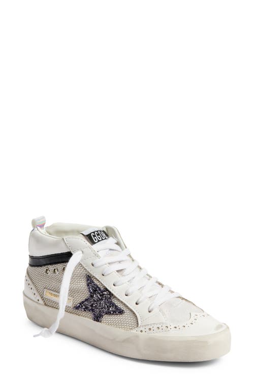Golden Goose Mid Star Low Top Sneaker In White/silver