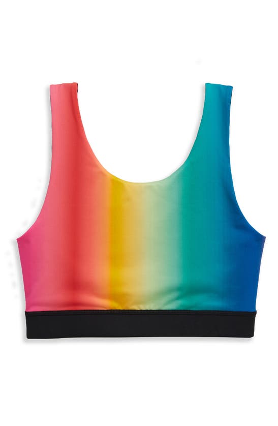 Shop Tomboyx Reversible Sport Bikini Top In Melting Rainbow