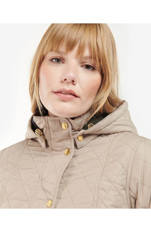 Barbour Women's Millfire Quilted Hooded Jacket In Light Trench/oatmeal Tartan