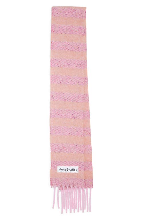 Shop Acne Studios Vonkey Stripe Alpaca, Wool & Silk Blend Fringe Scarf In Bright Pink/old Pink