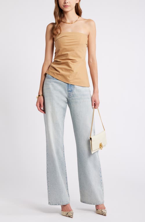 Shop Open Edit Strapless Asymmetric Top In Tan Cartouche