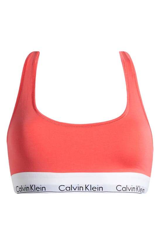 Shop Calvin Klein Modern Cotton Collection Unlined Cotton Blend Bralette In Calypso Coral