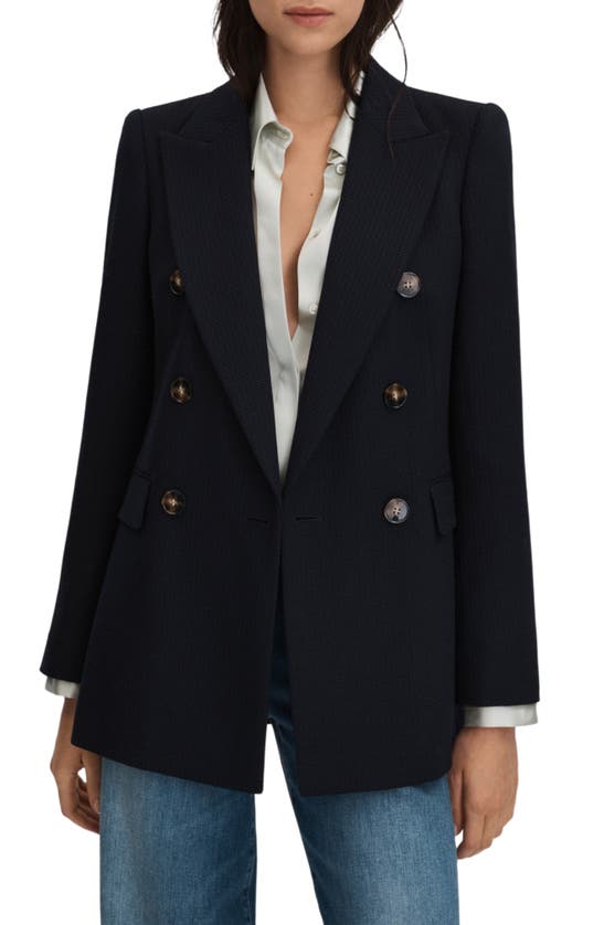 Shop Reiss Lana Wool Blend Blazer In Navy