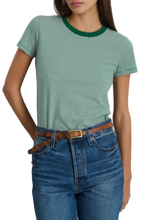 Alex Mill Prospect Stripe Stretch Cotton T-Shirt in Green/White at Nordstrom, Size X-Large