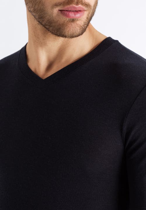 Hanro Silk Cashmere Short Sleeve Shirt In Black