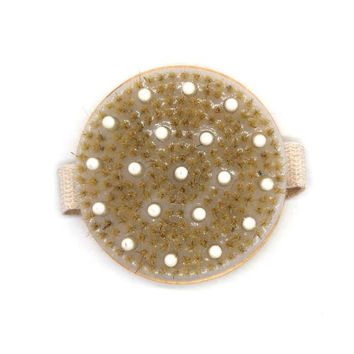 Pursonic Bath Brush And Rubber Massager With Lotus Wooden Handle In Ivory