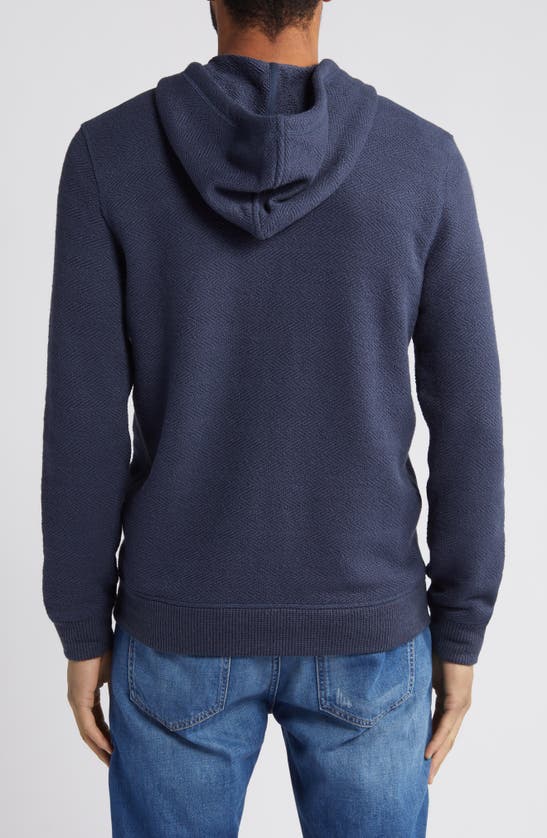 Shop Faherty Whitewater Cotton Blend Zip-up Hoodie In Blue Nights Surf
