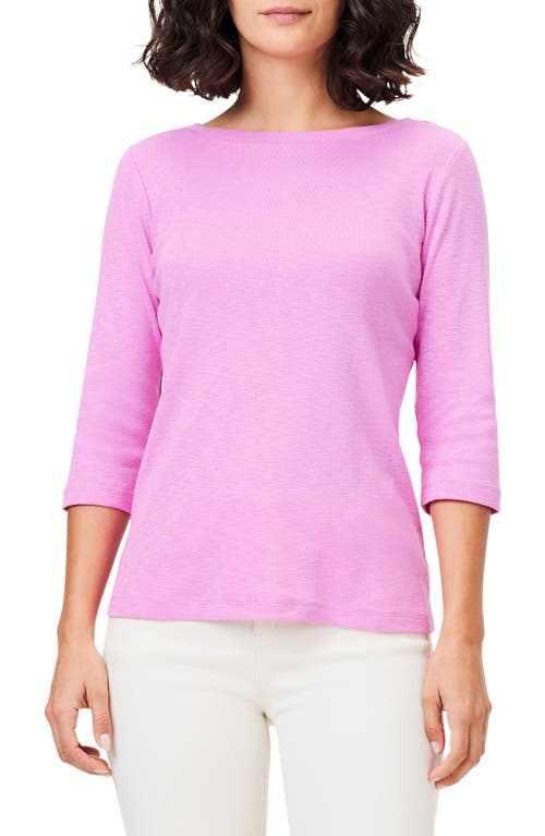 Boat Neck Cotton T-Shirt in Pink Lotus