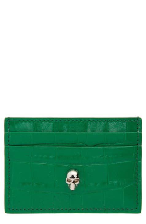 Women's Green Leather Wallet Luxury Puffy Folding Card 