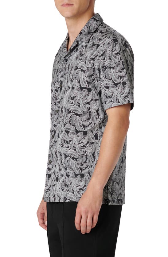 Shop Bugatchi Ooohcotton® Cole Leaf Print Camp Shirt In Black