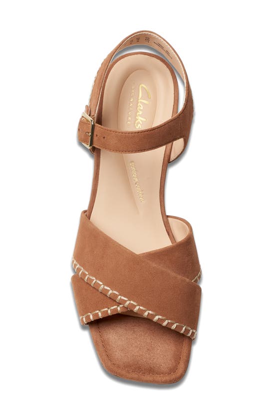 Shop Clarks Serina 35 Ankle Strap Sandal In Tan Suede