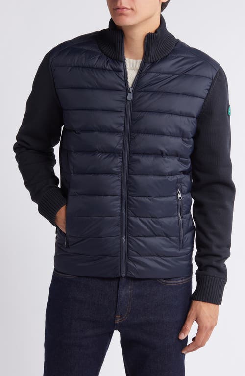 Save The Duck Sedum Mixed Media Hybrid Jacket In Blue Black