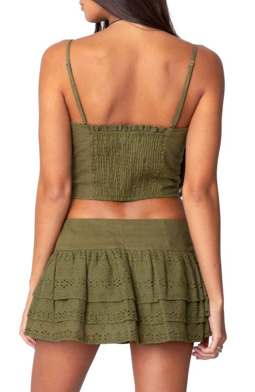EDIKTED EDIKTED FLUER EMBROIDERED LINEN & COTTON CROP TOP