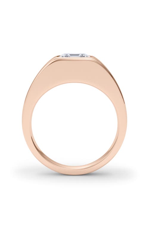 Hautecarat Asscher Cut Lab Created Diamond Signet Ring In 2.00 Ctw 18k Rose Gold