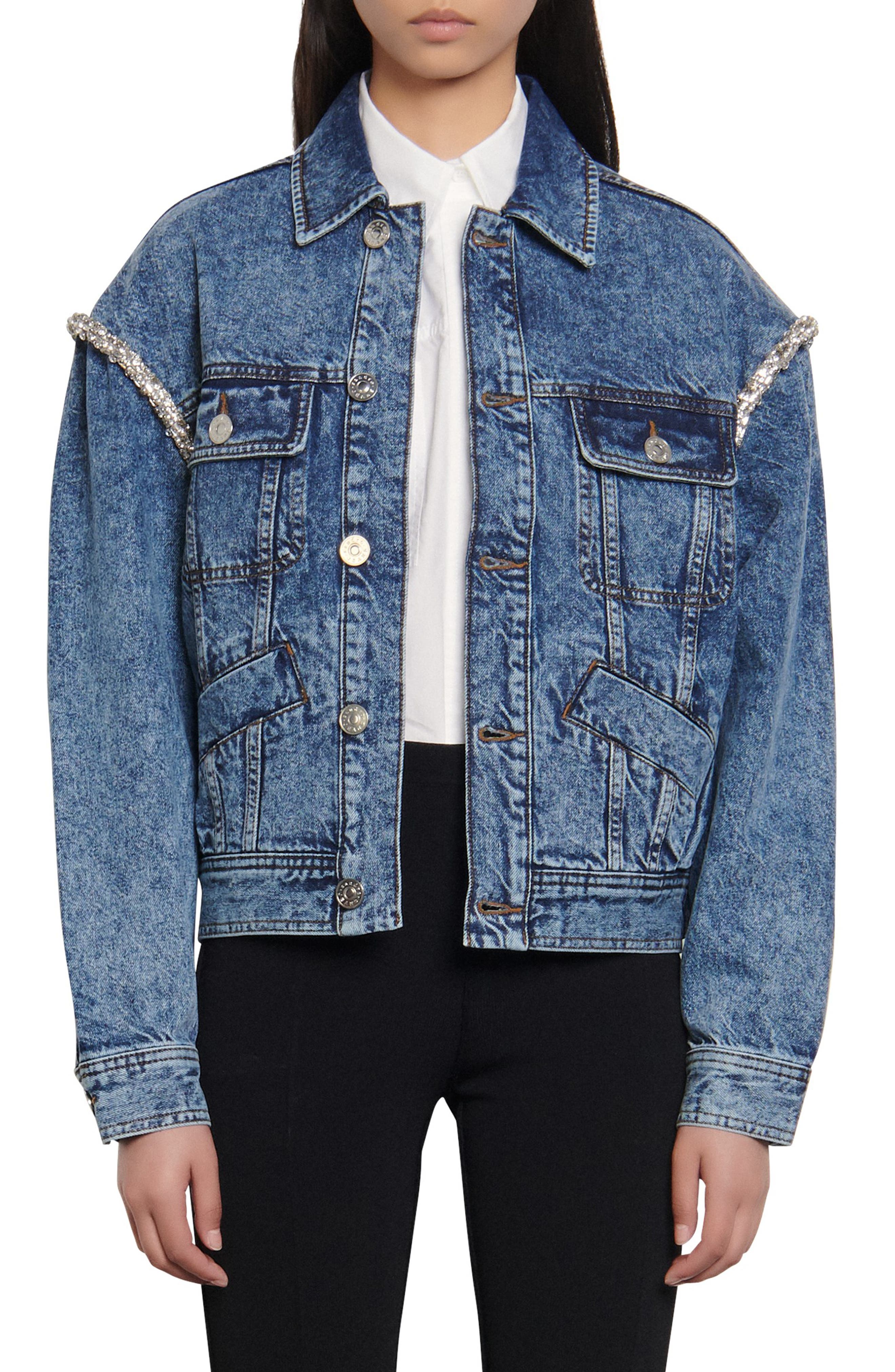 rhinestone embellished jean jacket