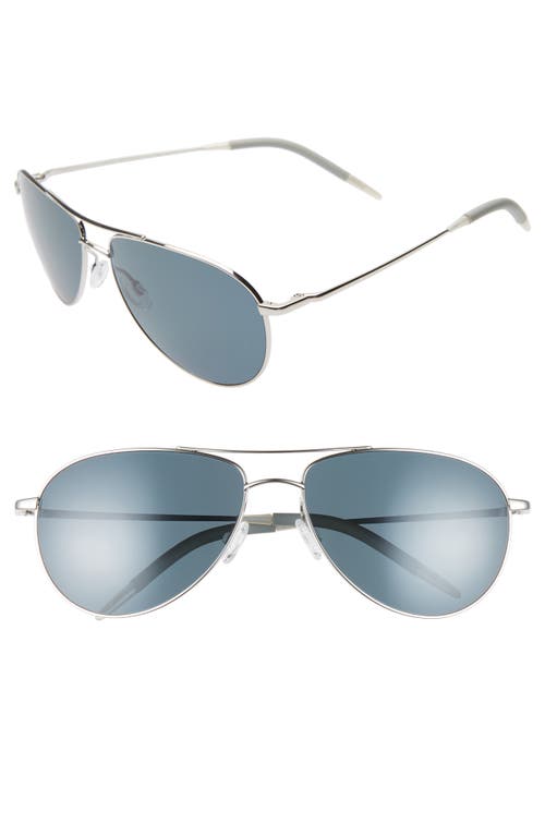 Shop Oliver Peoples Benedict 59mm Polarized Aviator Sunglasses In Silver/dark Blue