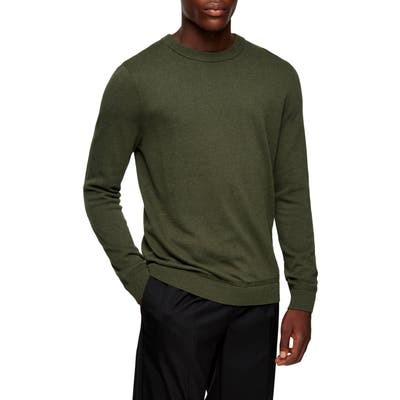 Topman Essential Classic Fit Crewneck Sweater, Green