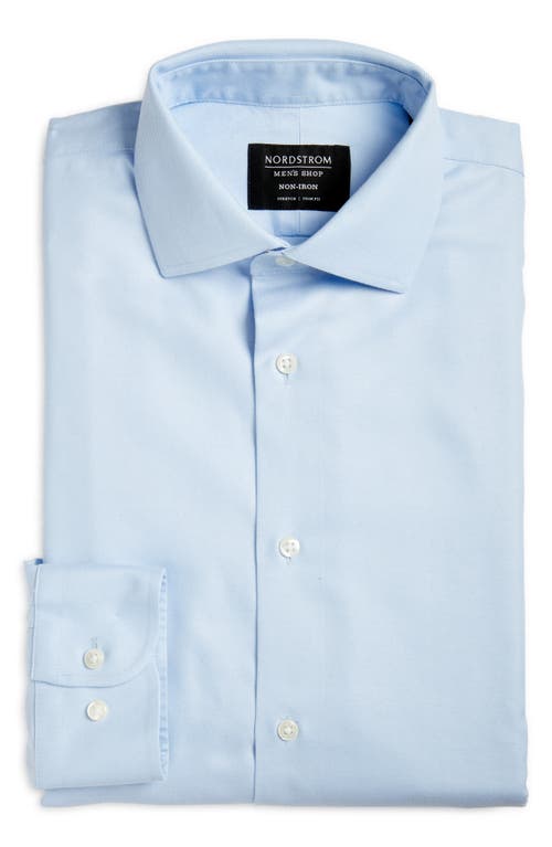 Trim Fit Stripe Tech-Smart CoolMax Non-Iron Dress Shirt in Light Blue