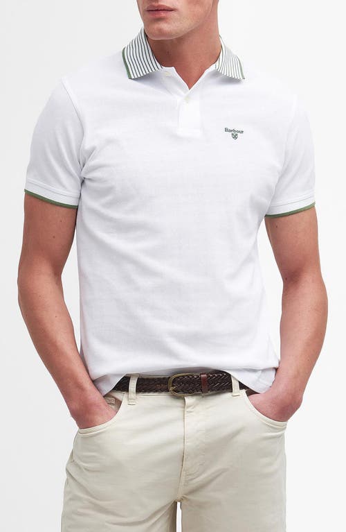 Shop Barbour Denwick Polo Shirt In White