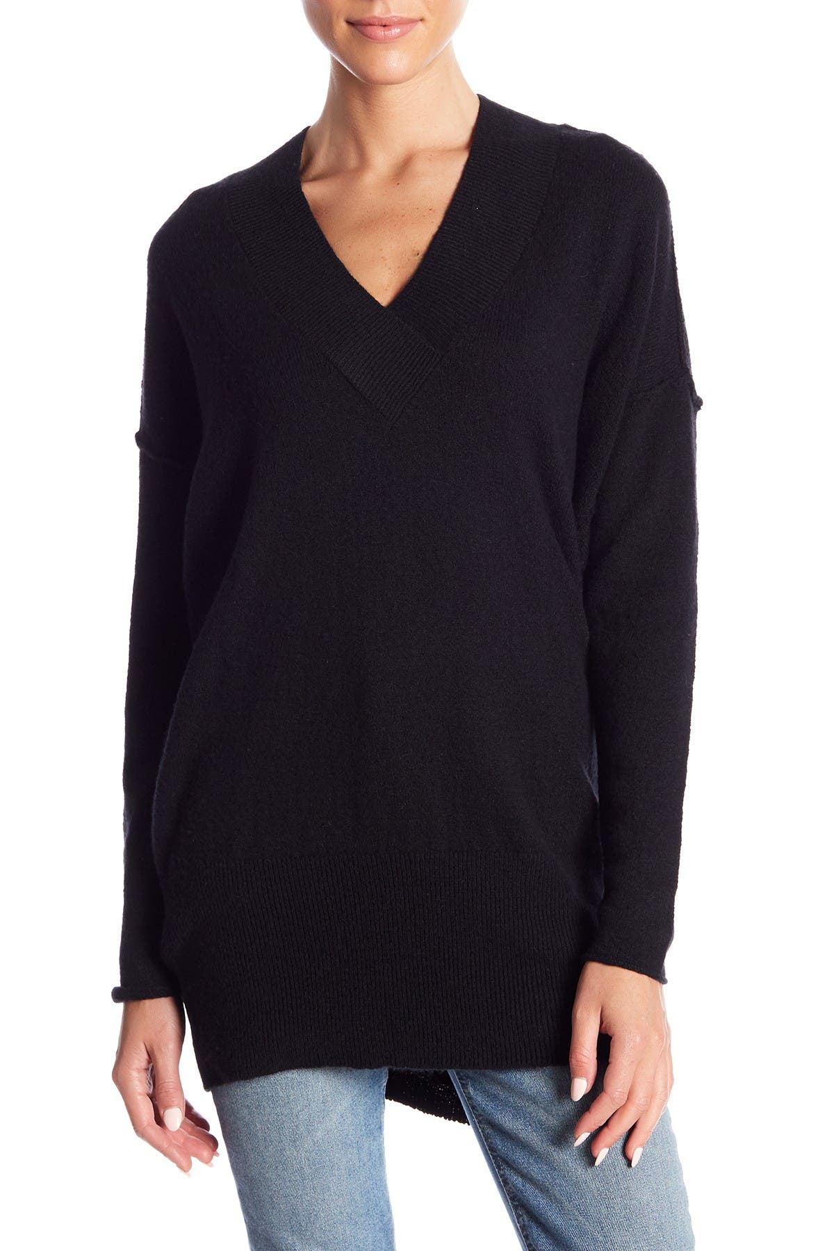 v neck tunic sweatshirt