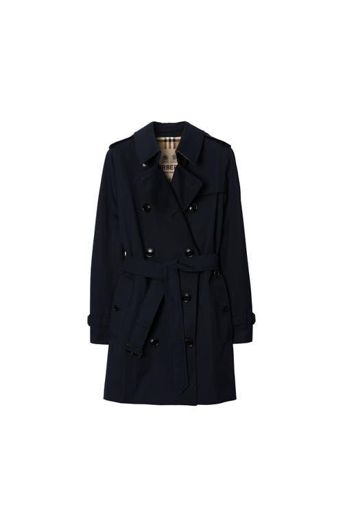 Burberry Short Kensington Heritage Trench Coat In Blue