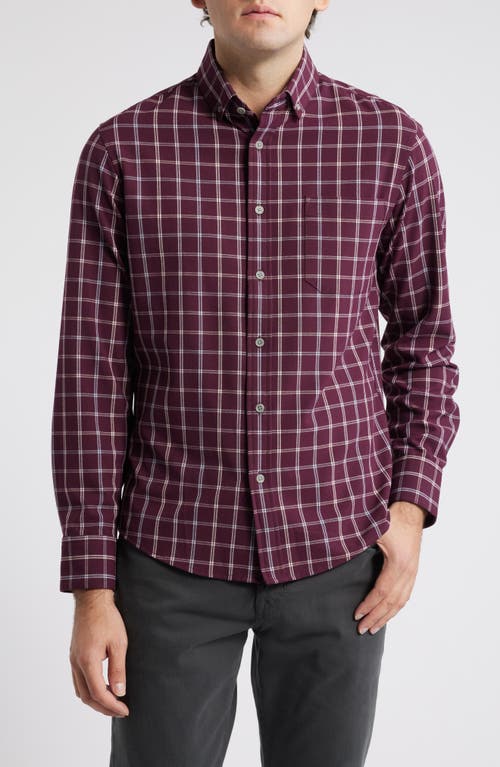 Mizzen+Main City Plaid Stretch Flannel Button-Down Shirt in Wine Richard Plaid 