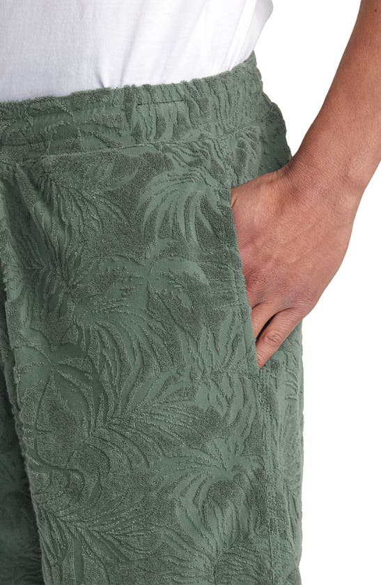 Shop Rvca Palms Down Terry Cloth Jacquard Shorts In Balsam Green