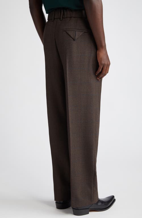 Shop Bottega Veneta Prince Of Wales Wool Trousers In 2172 Brown/red/blue