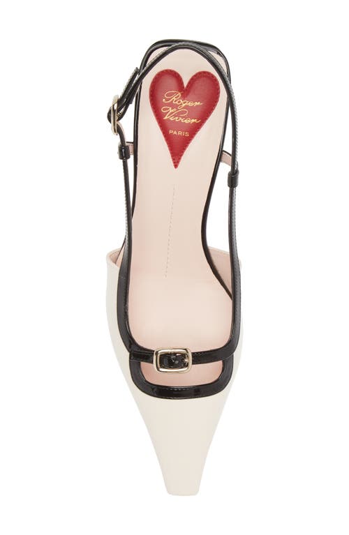 Shop Roger Vivier Mini Buckle Slingback Pump In Ivory/black