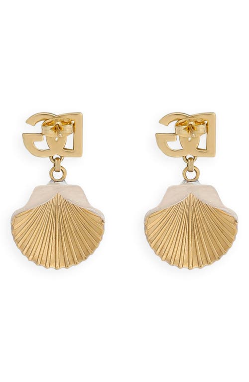 Shop Dolce & Gabbana Dolce&gabbana Dg Logo Shell Drop Earrings In Zoo00 Oro