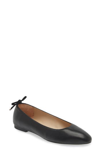 Stuart Weitzman Tieback Flat In Black Soft Nappa
