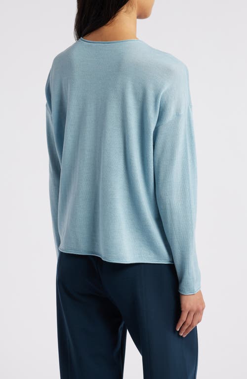 Shop Eileen Fisher Crewneck Wool Sweater In Frost