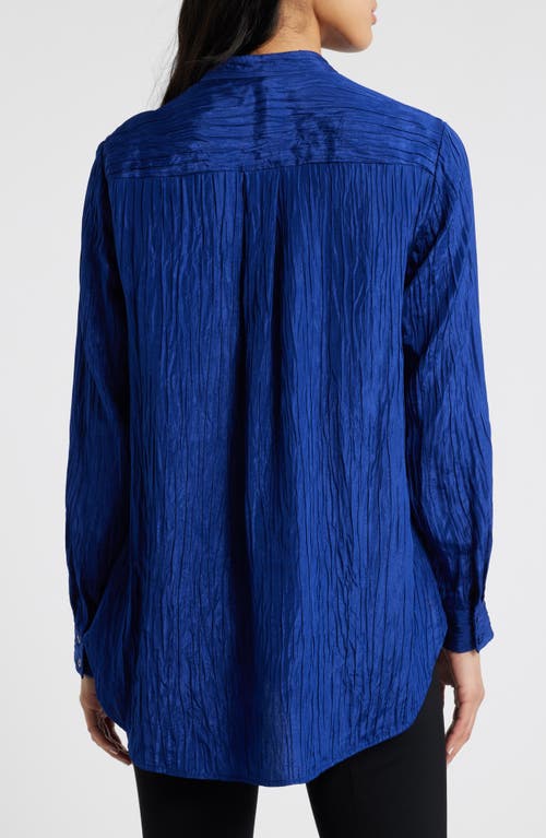 Eileen Fisher Mandarin Collar Textured Stretch Silk Tunic In Infinity