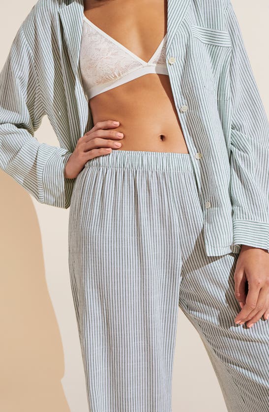 Shop Eberjey Nautico Stripe Long Sleeve Top & Pants Pajamas In White/ Forest Green