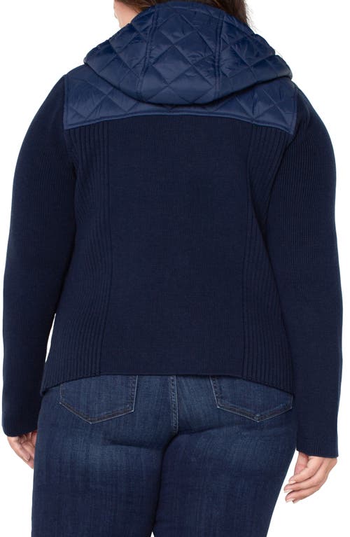 Shop Liverpool Quilted Front Hooded Jacket In Dark Navy